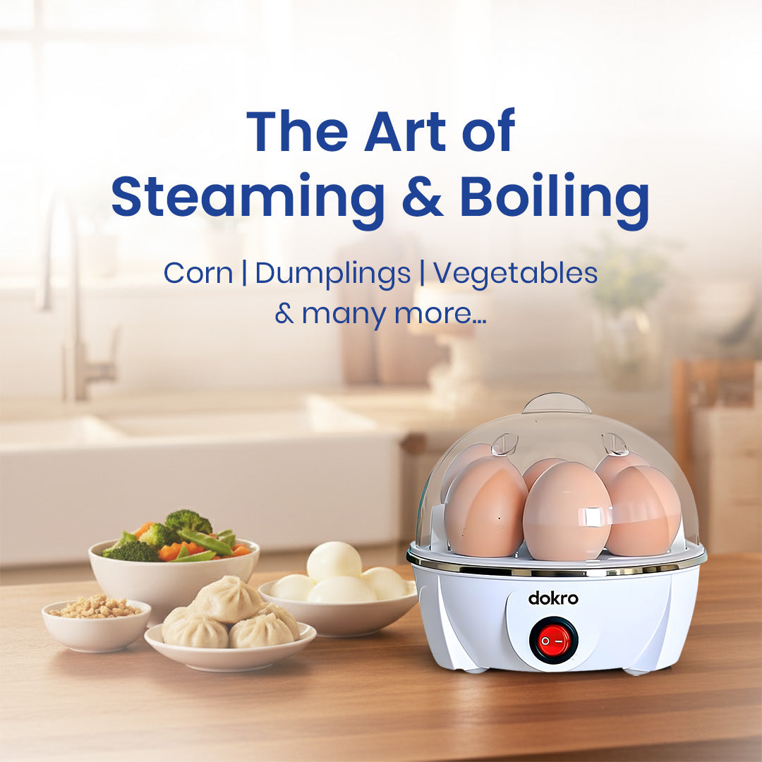 Dokro Electric Instant Egg Boiler (White), 350W, Boil 7 Eggs, 3 Modes with Auto shut-off