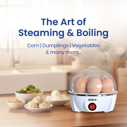 Dokro Electric Instant Egg Boiler (White), 350W, Boil 7 Eggs, 3 Modes with Auto shut-off