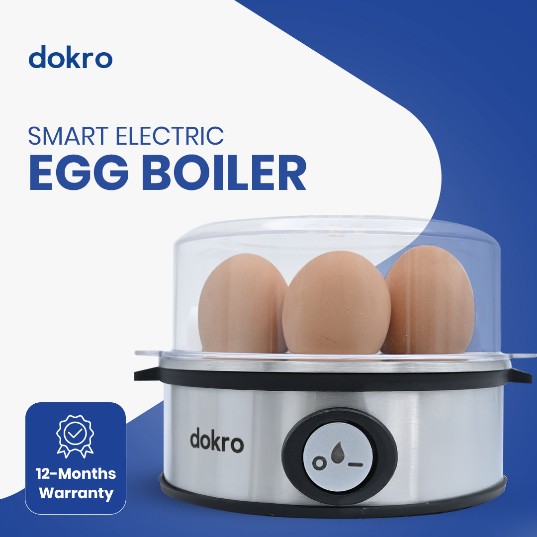 Dokro Electric Egg Boiler, Steel Body, 360-Watt,  Boils 7 Eggs, 3 Modes, Automatic Shut-Off