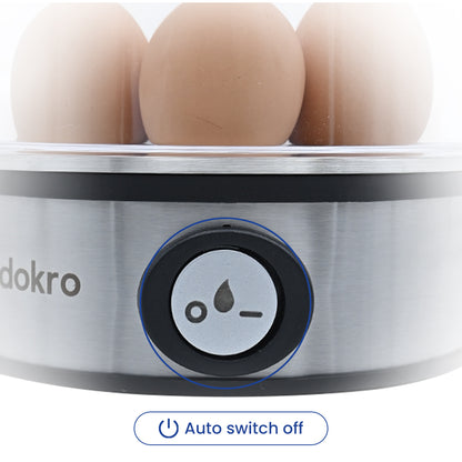 Dokro Electric Egg Boiler, Steel Body, 360-Watt,  Boils 7 Eggs, 3 Modes, Automatic Shut-Off