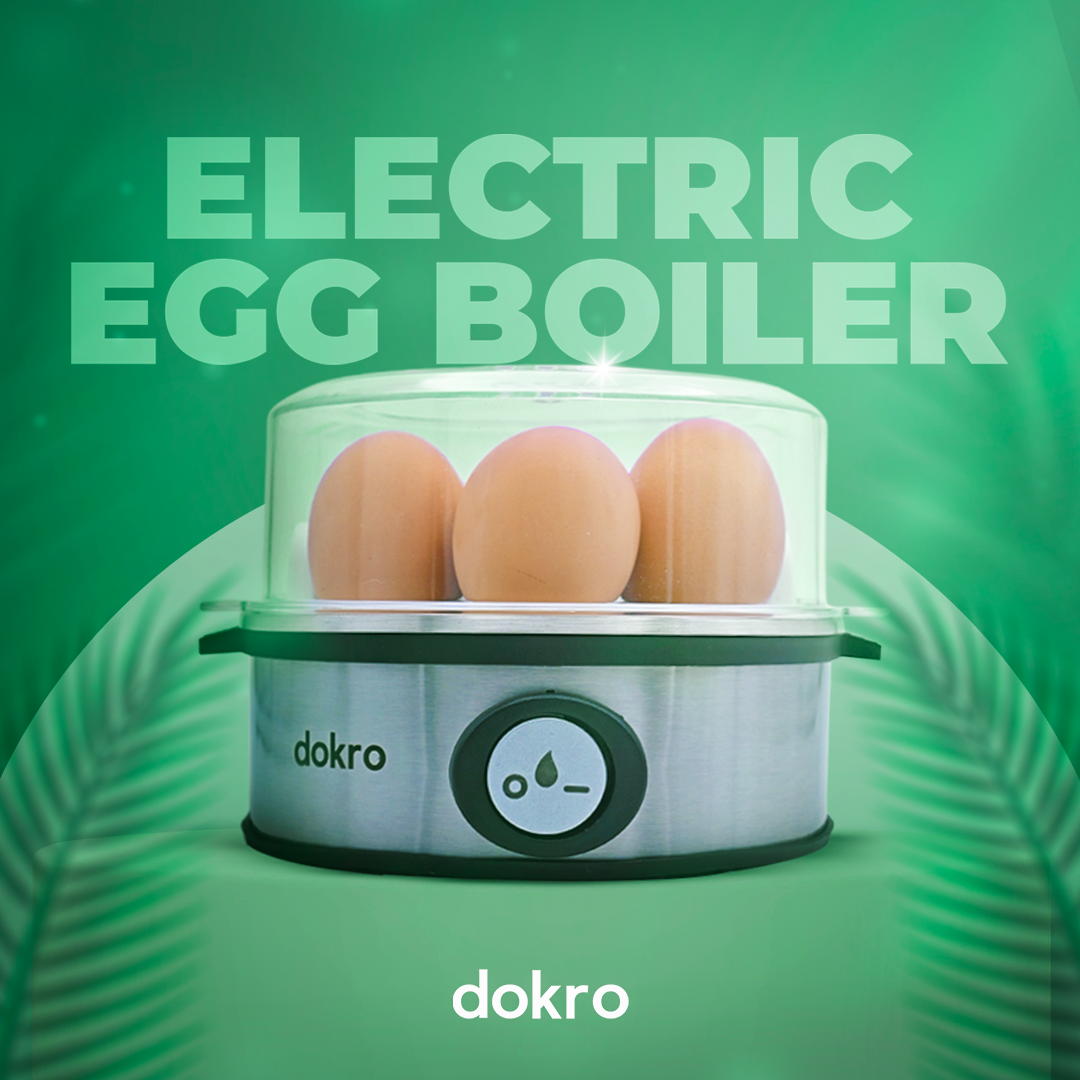 Dokro Electric Egg Boiler[NEW LAUNCH], 360-Watt | Boils up to 7 Eggs | 3 Boiling Modes (Soft, Medium, Hard) | Stainless Steel Body & Heating Plate | Automatic Shut-Off | Transparent Lid, Silver Grey