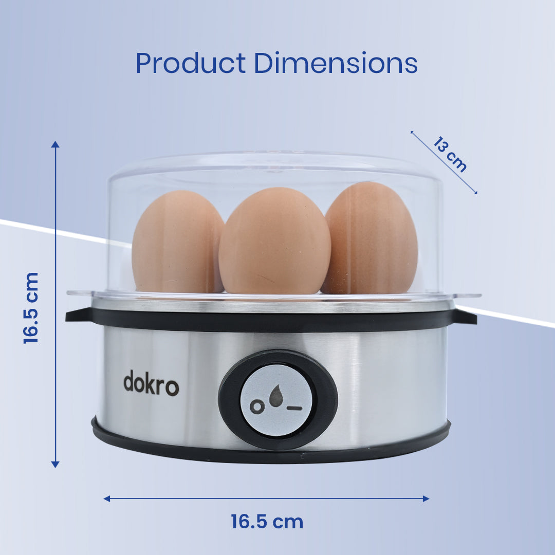 Dokro Electric Egg Boiler, Steel Body, 360-Watt,  Boils 7 Eggs, 3 Modes, Automatic Shut-Off