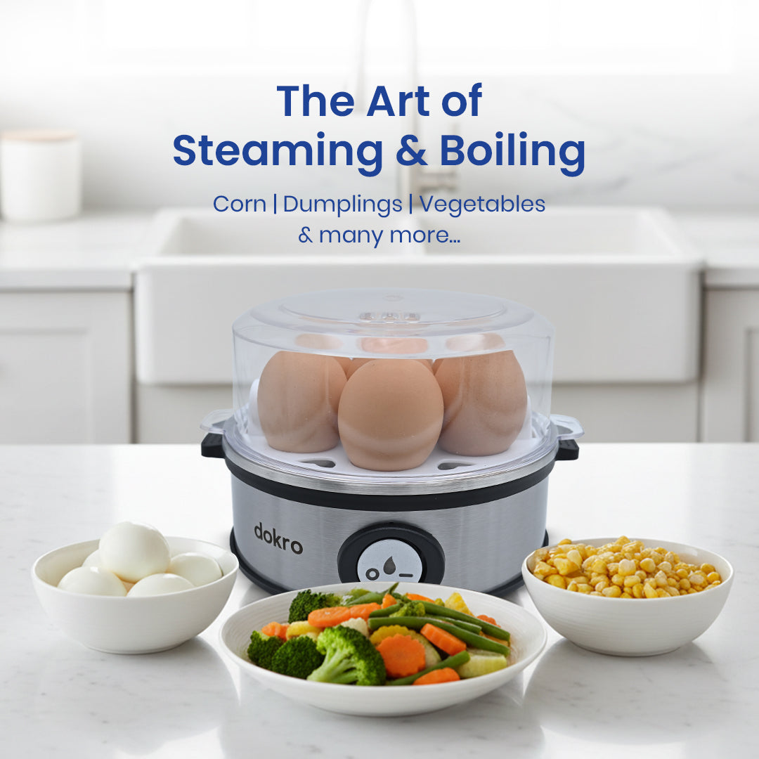Dokro Electric Egg Boiler, Steel Body, 360-Watt,  Boils 7 Eggs, 3 Modes, Automatic Shut-Off
