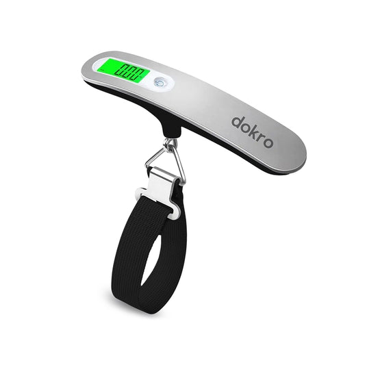 Dokro Digital Weighing Scale for Luggage, Portable Luggage Weighing Scale with Capacity upto 50 kg | Luggage Scale for Home, Travel, Flights, Bags and Baggage | Steel Body (Silver)