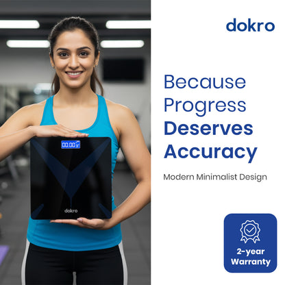 dokro Weight Machine for Home Digital Weighing Machine for Human Body with LCD Display Max Weight Capacity 180Kgs (Batteries Included) Bathroom Scale for Home | Black