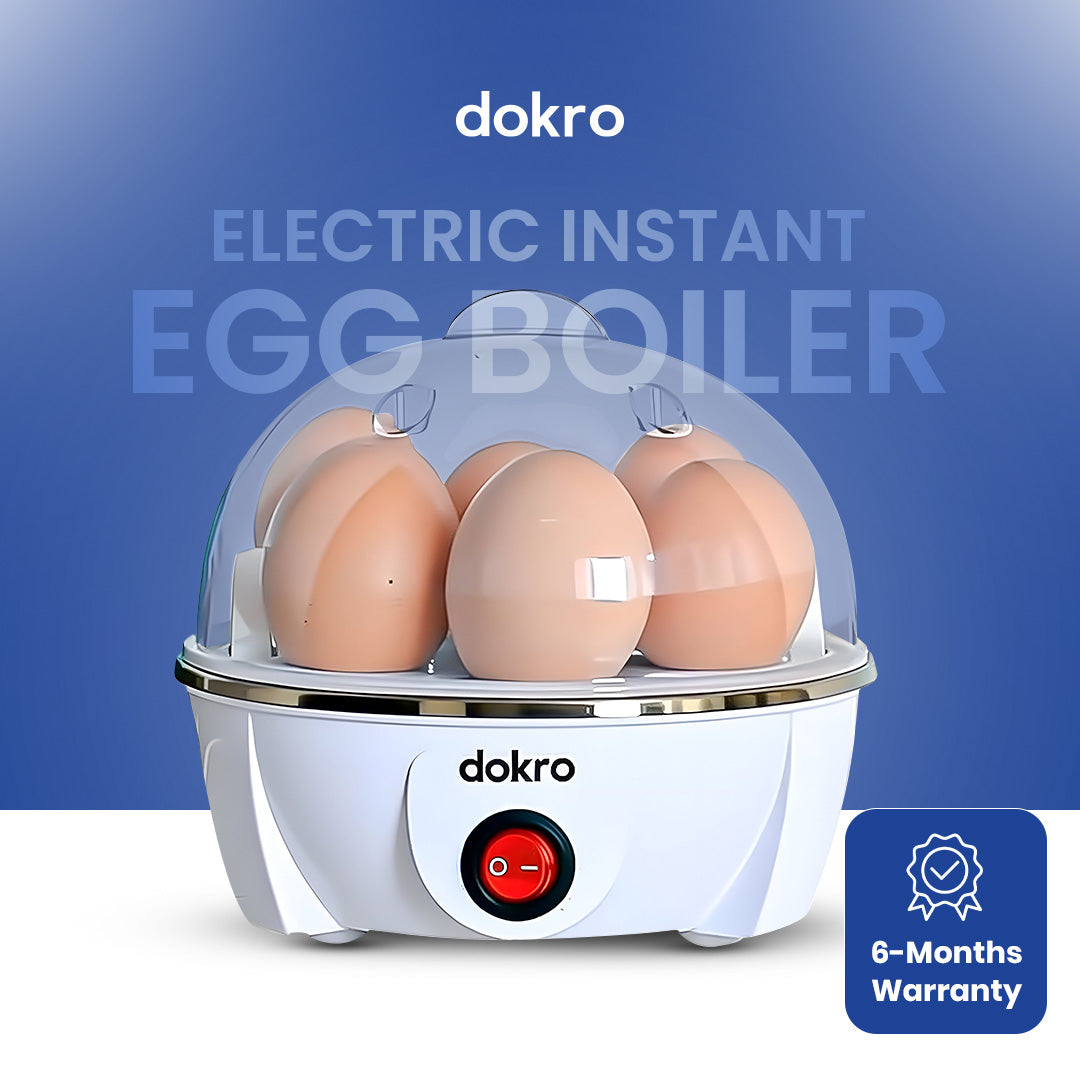 Dokro Electric Instant Egg Boiler (White), 350W, Boil 7 Eggs, 3 Modes with Auto shut-off
