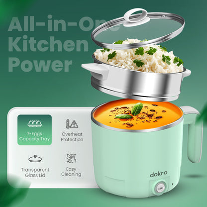 Dokro Multi-Cook Electric Kettle (1.2Liters), Dual Power Modes 325W & 650W with Auto Cutoff