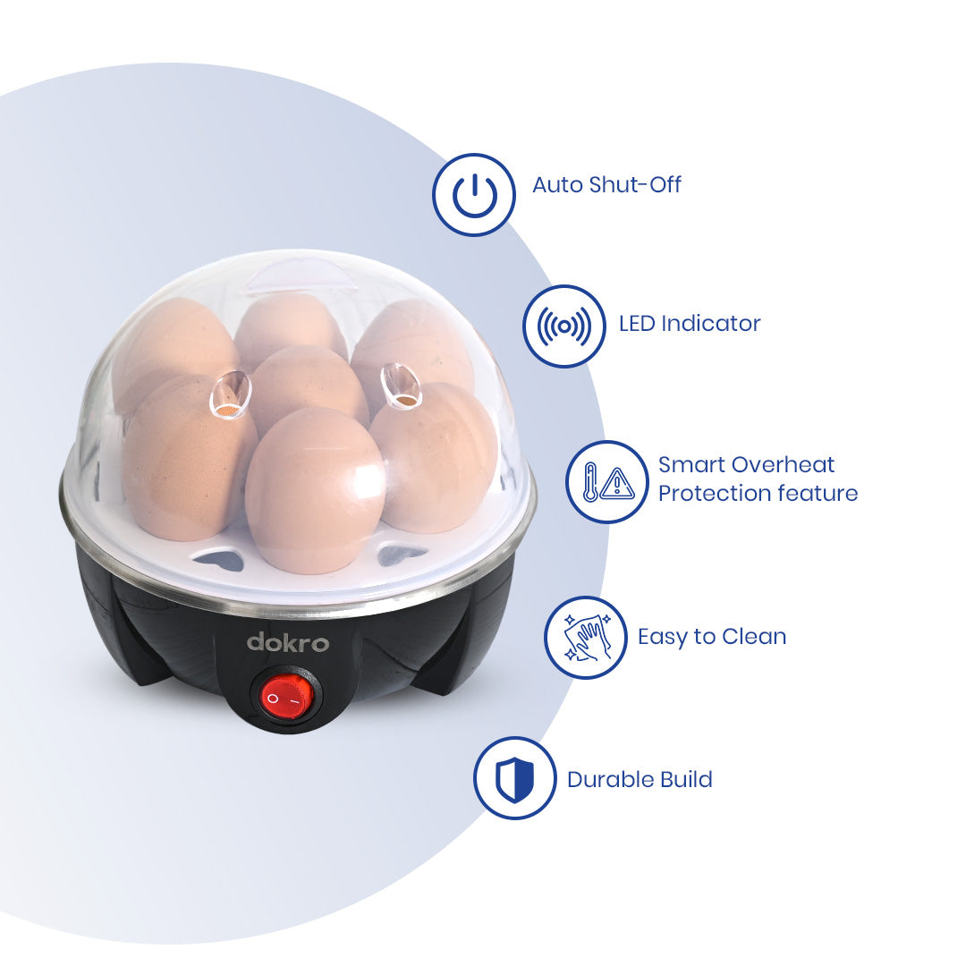 Dokro Electric Instant Egg Boiler (Black), 3 Modes and Automatic shutoff