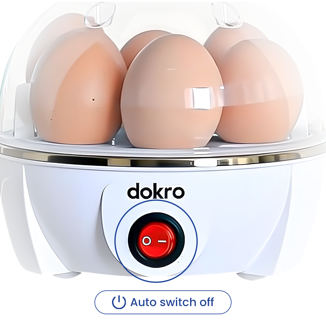 Dokro Electric Instant Egg Boiler (White), 350W, Boil 7 Eggs, 3 Modes with Auto shut-off