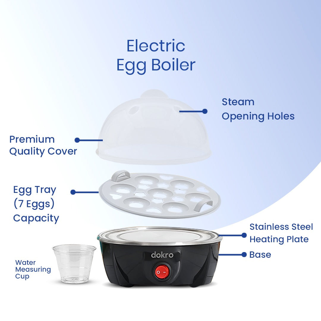 Dokro Electric Instant Egg Boiler (Black), 3 Modes and Automatic shutoff