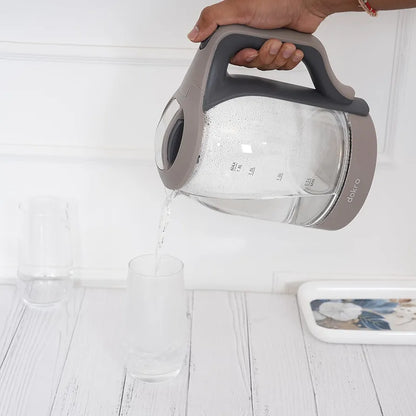 Dokro 1.8L Electric Glass Kettle  | 100% Borosilicate Glass Body with Locking Lid, 360° Swivel Base, Concealed Element for faster heating, Auto Shut-Off, Shock & Rust Proof Electric Kettle