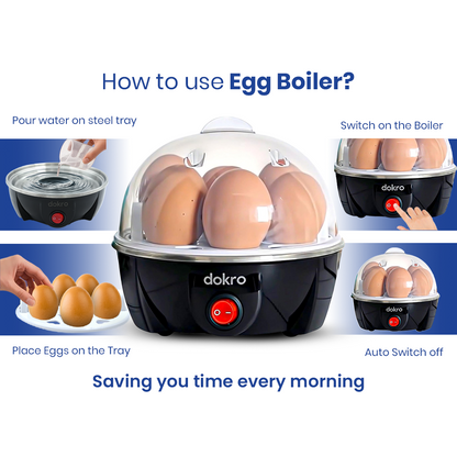 Dokro Electric Instant Egg Boiler (Black), 3 Modes and Automatic shutoff
