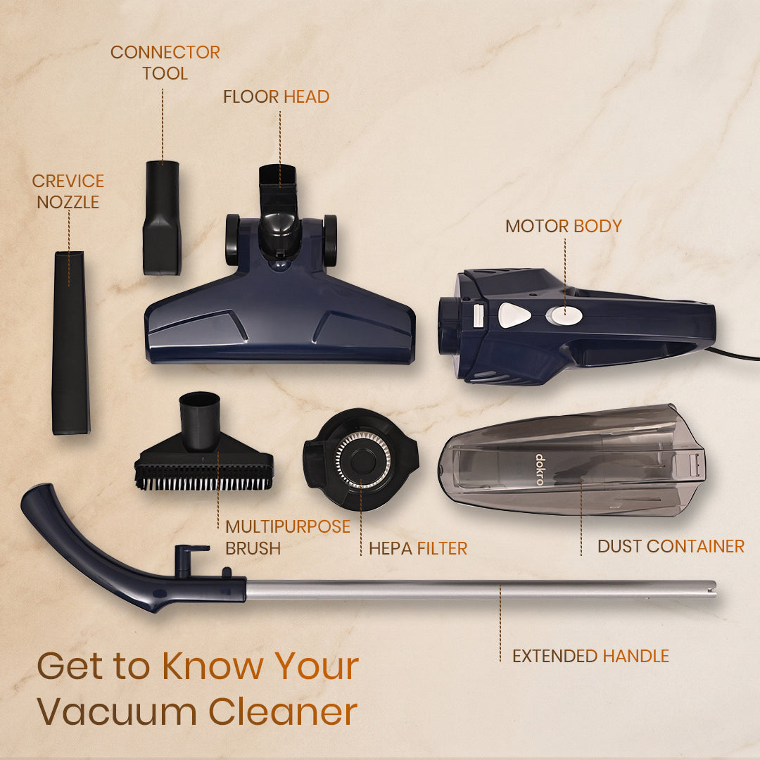 dokro V630 600 Watts Handheld Vacuum Cleaner, for Home Use, Dry Vacuuming, 14 kPa Suction Power, Lightweight & Durable Body (Dark Blue)