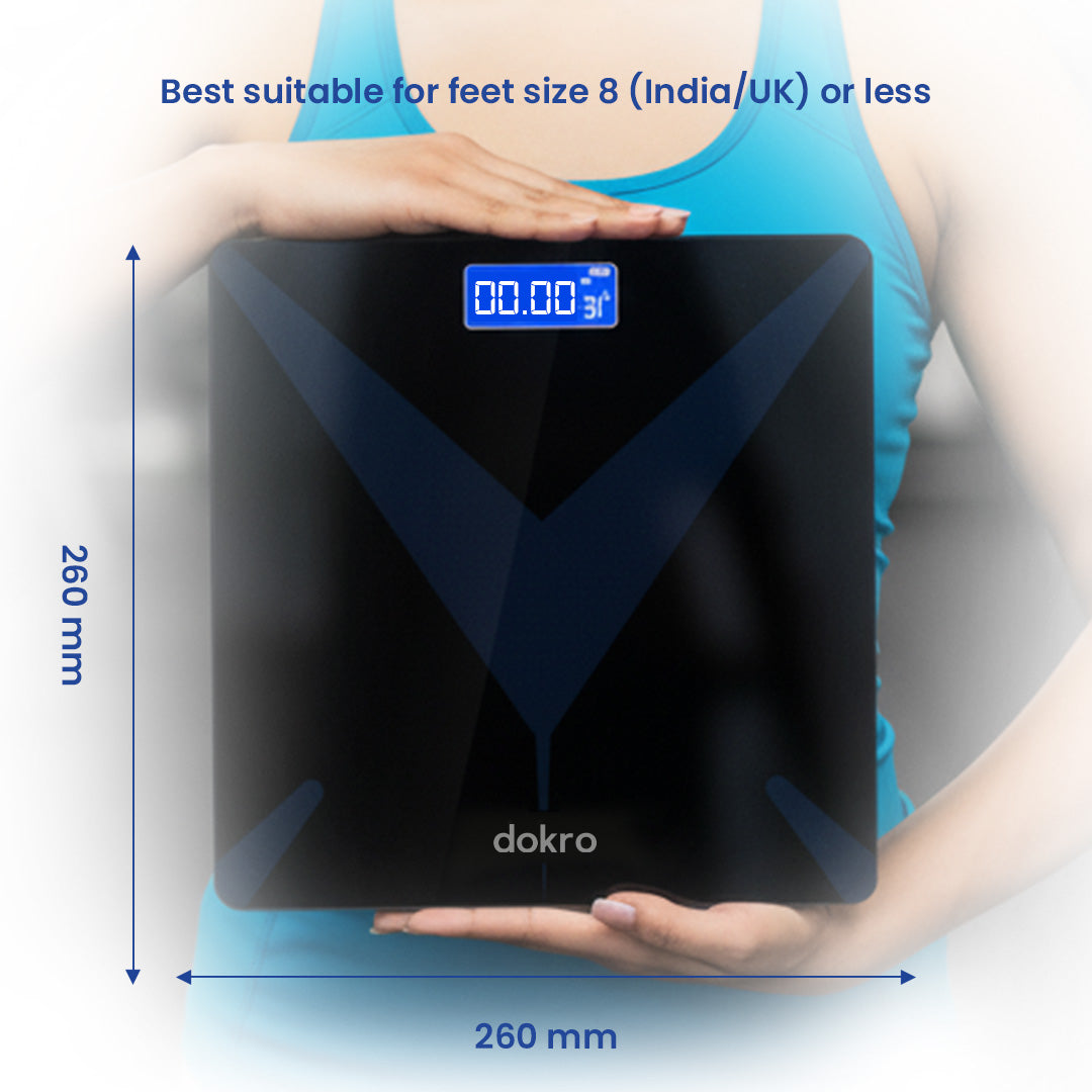 dokro Weight Machine for Home Digital Weighing Machine for Human Body with LCD Display Max Weight Capacity 180Kgs (Batteries Included) Bathroom Scale for Home | Black