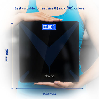dokro Weight Machine for Home Digital Weighing Machine for Human Body with LCD Display Max Weight Capacity 180Kgs (Batteries Included) Bathroom Scale for Home | Black