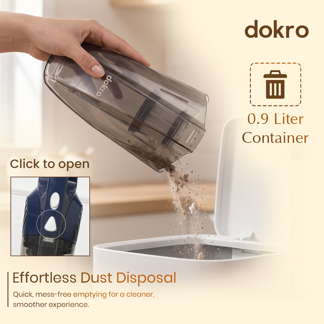 dokro V630 600 Watts Handheld Vacuum Cleaner, for Home Use, Dry Vacuuming, 14 kPa Suction Power, Lightweight & Durable Body (Dark Blue)