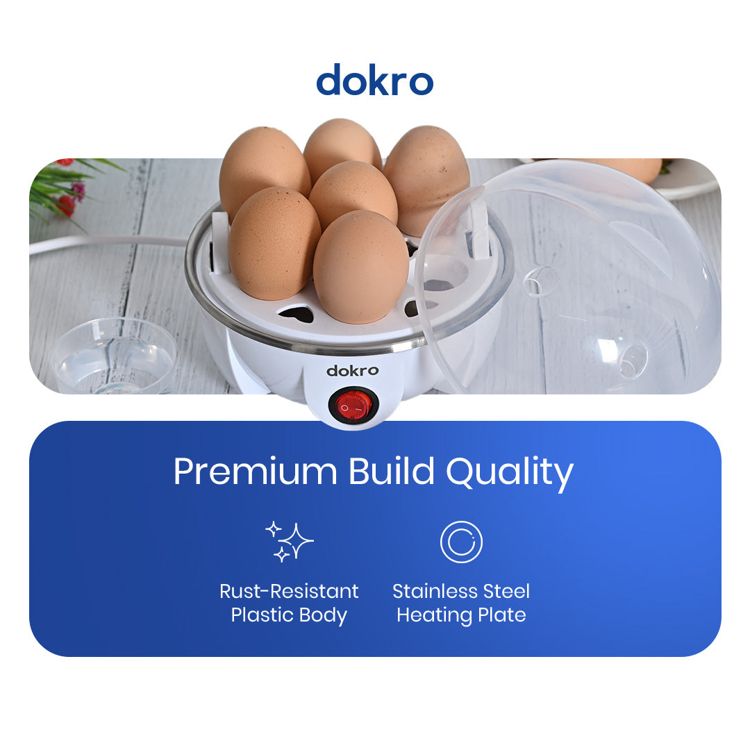 Dokro Electric Instant Egg Boiler (White), 350W, Boil 7 Eggs, 3 Modes with Auto shut-off