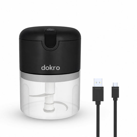 Dokro Rechargeable Mini Electric Chopper (Black), 30W Motor, 250ml bowl, 1200mAH battery, One-Touch