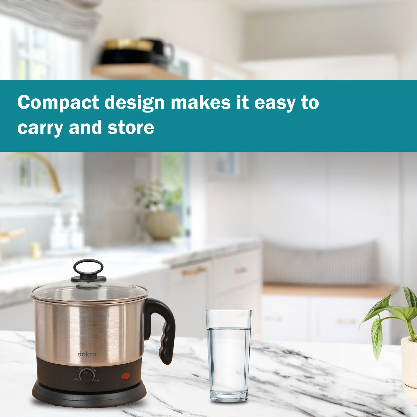 dokro Electric Multipurpose Kettle (1.2 Litres) for boiling Water, Eggs, Milk and making Tea, Coffee, Soup| Stainless Steel body with Automatic Shut-off | Includes egg tray