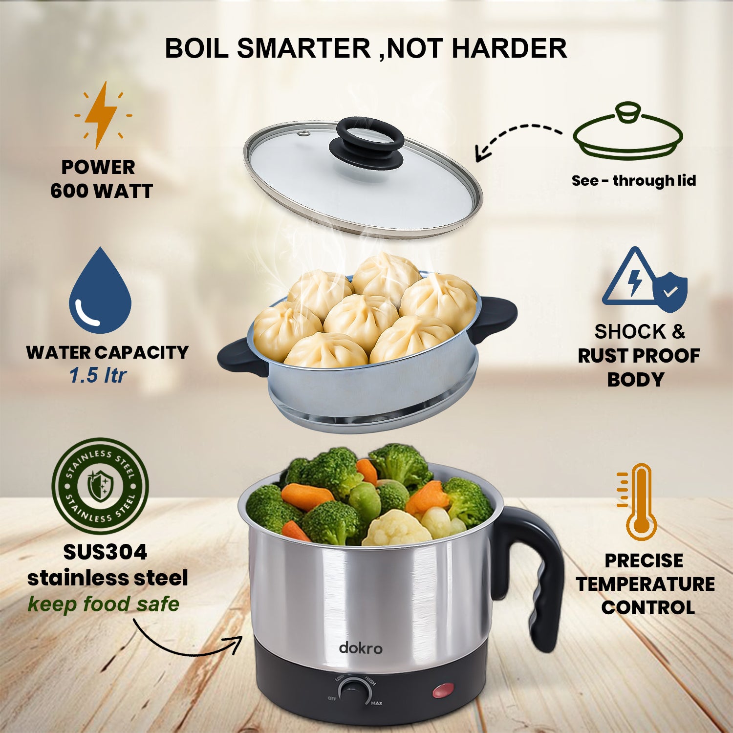 Dokro Electric MultiKettle with Fast heating