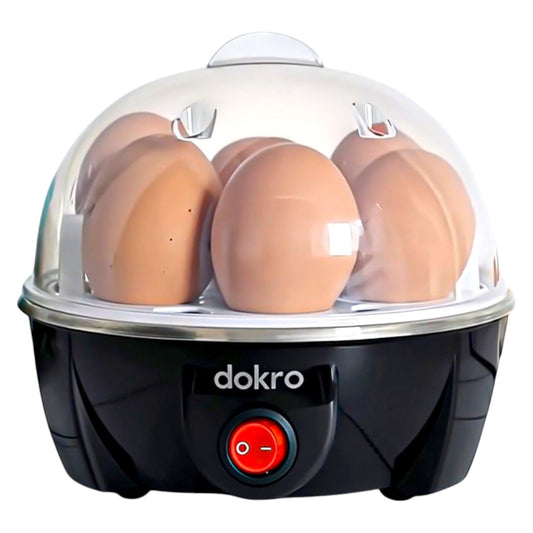 dokro Electric Egg Boiler | 3 Boiling Modes (Soft, Medium, Hard) | Automatic Operation | Overheat Protection|75ml|Plastic|Black | Includes measuring cup