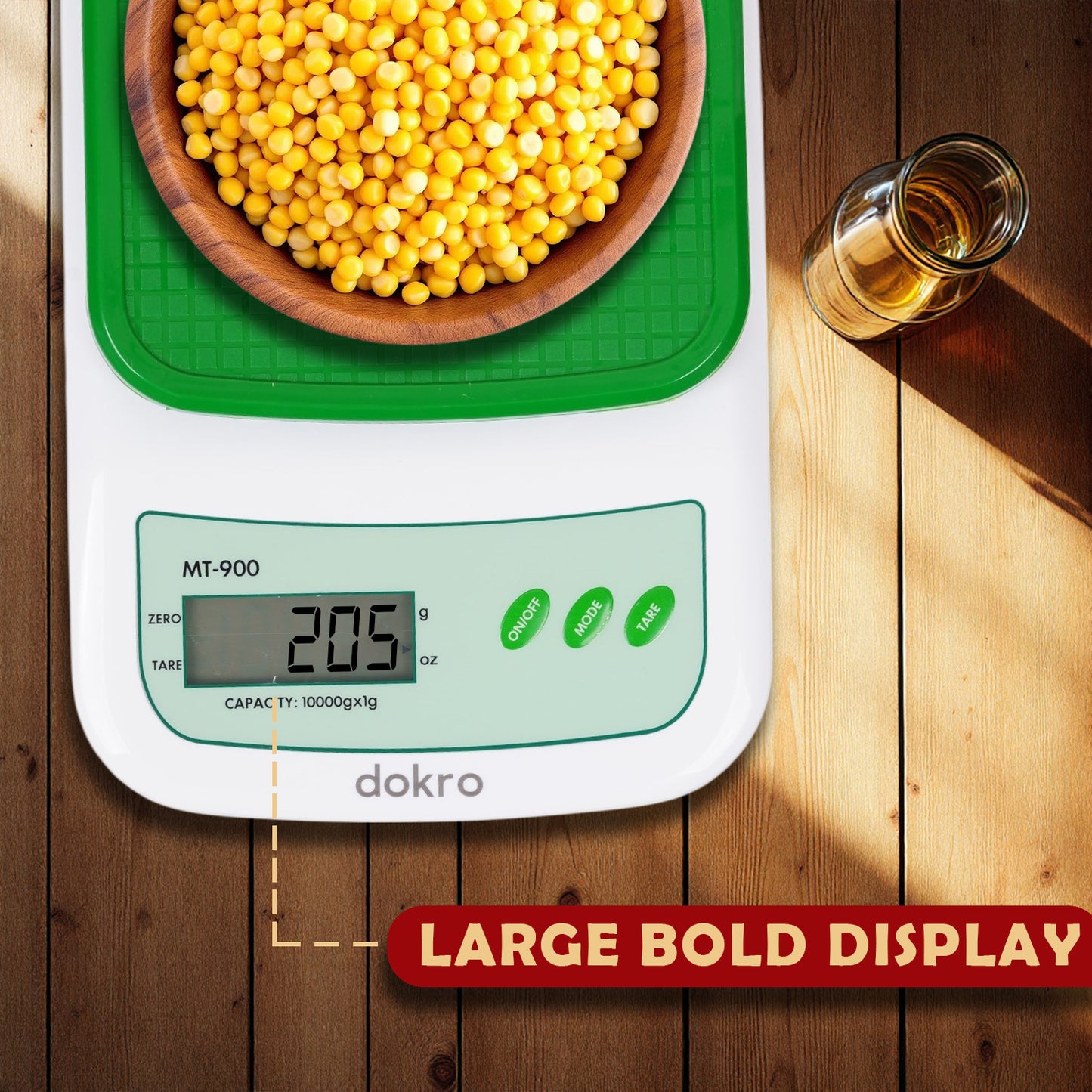 Portable Digital Weighing Scale for Kitchen | Electronic Weighing Scale With Back light LCD Display and high precision sensors | Range of 1g-10 kg (Green) | Includes 2 AAA batteries