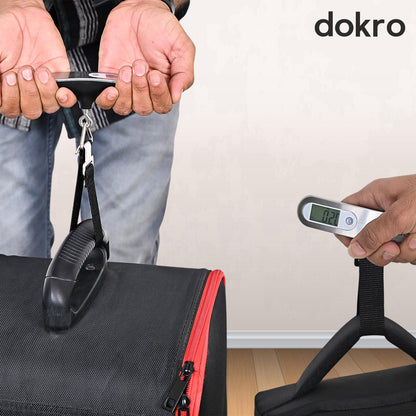 Dokro Digital Weighing Scale for Luggage, Portable Luggage Weighing Scale with Capacity upto 50 kg | Luggage Scale for Home, Travel, Flights, Bags and Baggage | Steel Body (Silver)