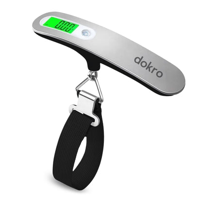 Dokro Digital Weighing Scale for Luggage, Portable Luggage Weighing Scale with Capacity upto 50 kg | Luggage Scale for Home, Travel, Flights, Bags and Baggage | Steel Body (Silver)