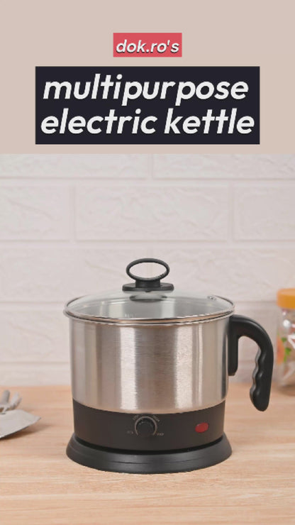 dokro Electric Multipurpose Kettle (1.2 Litres) for boiling Water, Eggs, Milk and making Tea, Coffee, Soup| Stainless Steel body with Automatic Shut-off | Includes egg tray