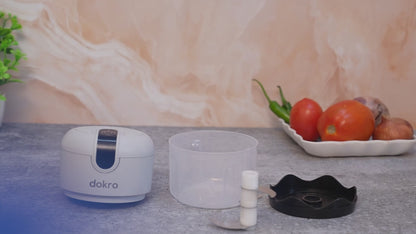 Dokro Rechargeable Mini Electric Chopper, 250 ml Bowl, Stainless Steel Blades, One-Touch Operation, for Garlic, Vegetables, Meat