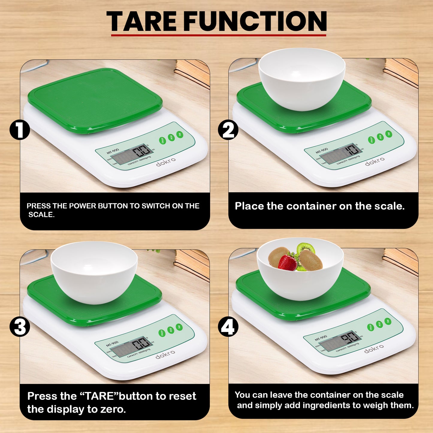 Portable Digital Weighing Scale for Kitchen | Electronic Weighing Scale With Back light LCD Display and high precision sensors | Range of 1g-10 kg (Green) | Includes 2 AAA batteries