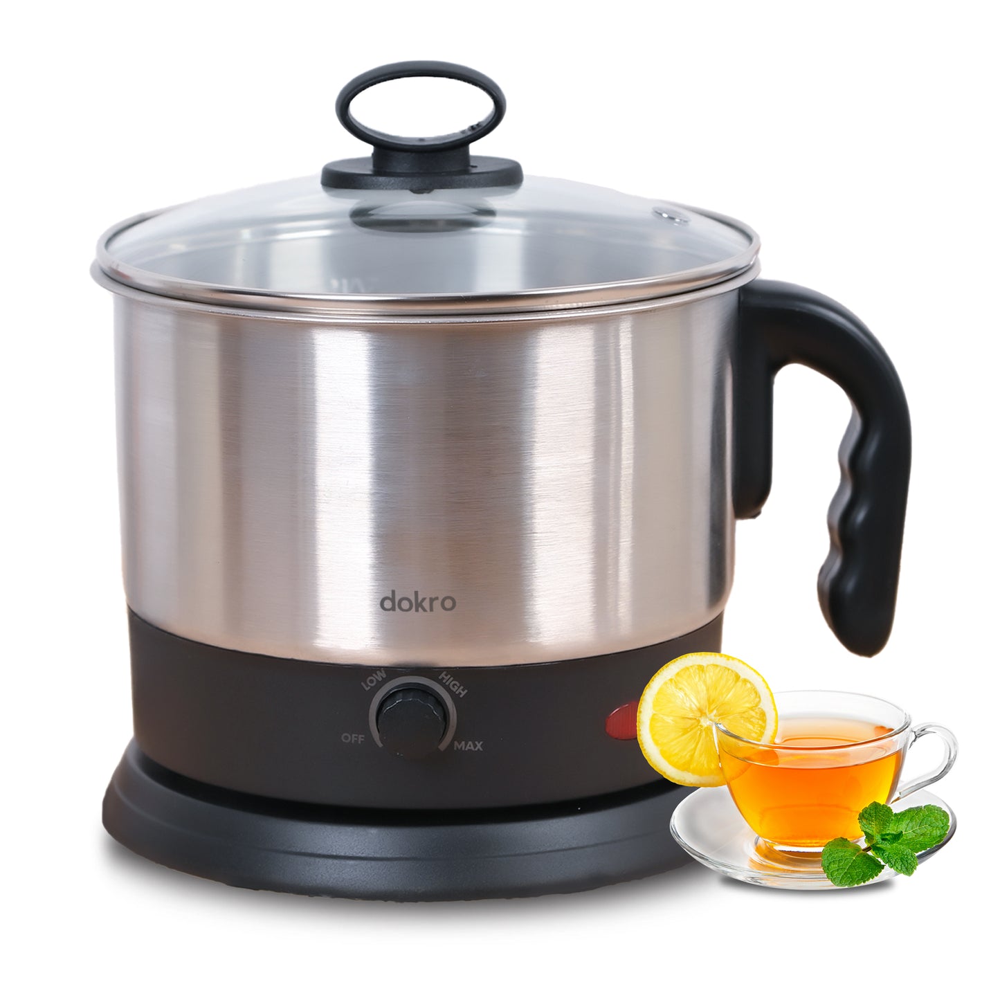 dokro Electric Multipurpose Kettle (1.2 Litres) for boiling Water, Eggs, Milk and making Tea, Coffee, Soup| Stainless Steel body with Automatic Shut-off | Includes egg tray